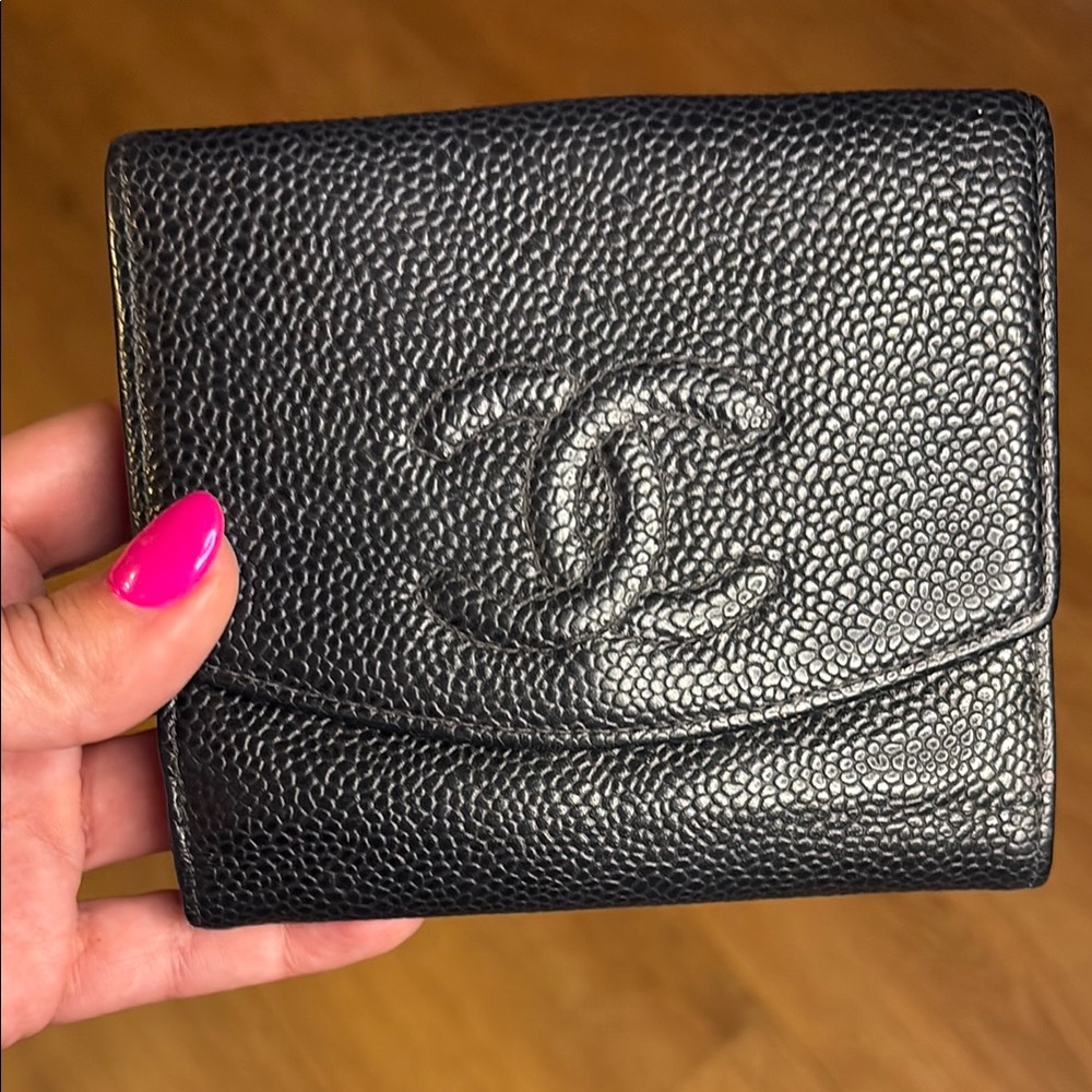 CHANEL Black Caviar Leather Wallet